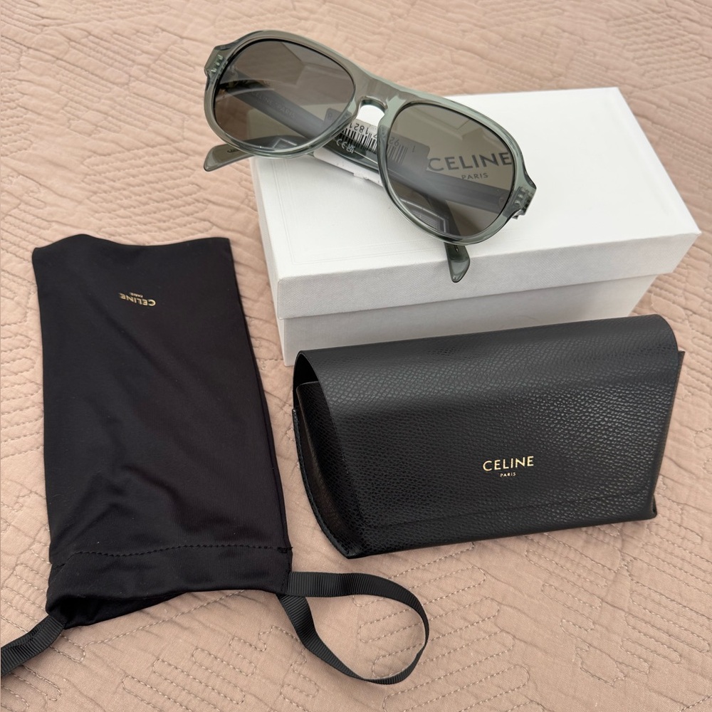 Celine Bold 3 Dots 56mm Pilot Sunglasses Light Green 56 -18-145